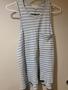 Aritzia Azure Skies Striped Tank Dress - Light Blue & White